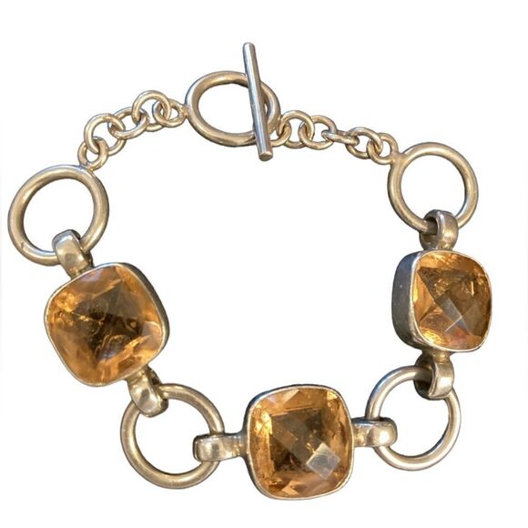 Sterling Silver and Champagne Amethyst Bracelet Toggle Clasp - Picture 2 of 4